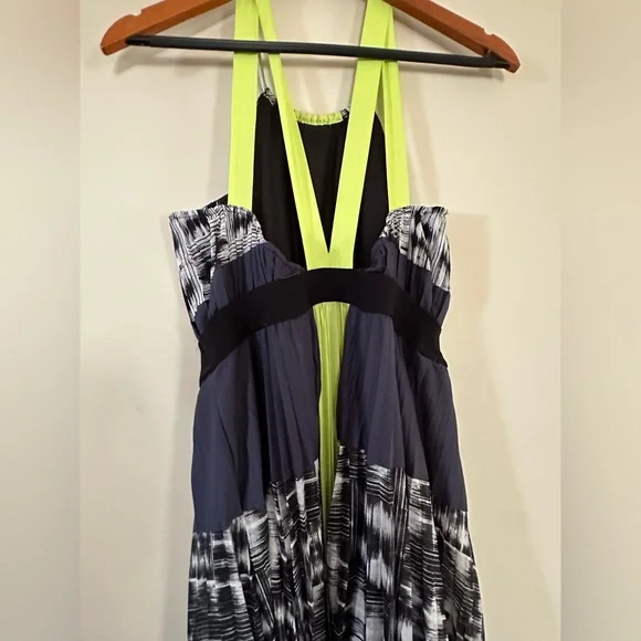 BCBG Constantine maxi dress - blue, green pleated - Picture 7 of 8